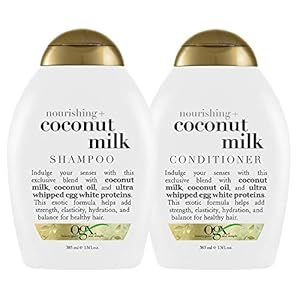 OGX Coconut Milk Conditioner for Dry Damaged Hair, 385ml & Coconut Milk Shampoo, 385ml