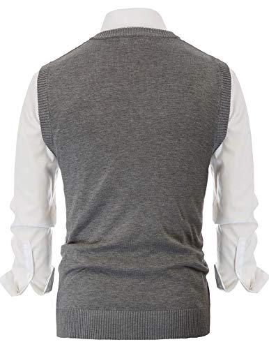 Paul Jones Men Solid Color Sweater Vest Slim Fit Casual Pullover S Dark Grey #TOP3