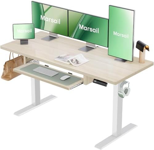 Marsail Electric Standing Desk with Ergonomic Keyboard Tray, 55x2...