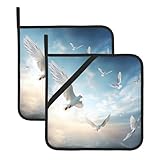 Juego de soportes para ollas resistentes al calor con estampado de flock of Birds para ollas de cocina para horno y barbacoa