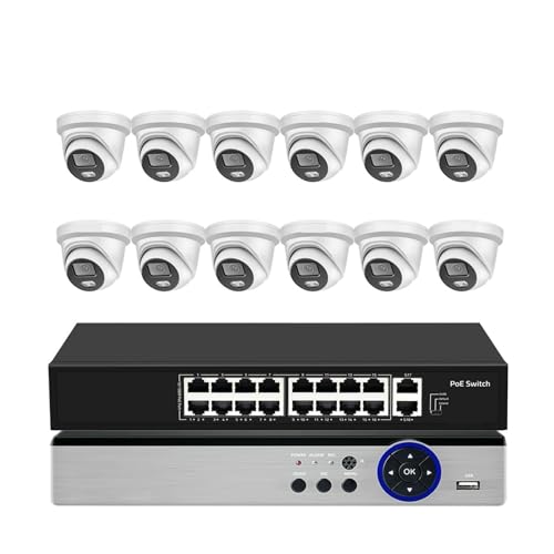 16CH 4K POE CCTVVXe NVRLbg 8MP AIľm /OΉ J[iCgrW ZLeBJ rfIĎZbg(3T,8MP 12PCS Camera)
