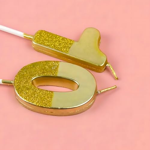 Image of Birthday Number Candles 0 Kids Cake Decoration Sparkle Gold Metallic Drip-Resistant Candle for Wedding Anniversary Graduation Retirement Celebration Size 5 x 3.5 cm