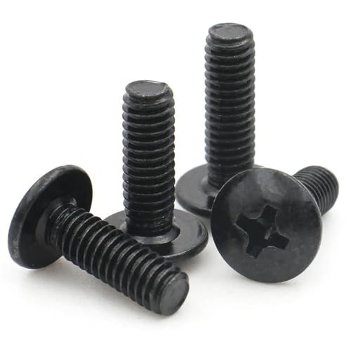 M2 M2.5 M3 M3.5 M4 M5 M6 TM 黒メッキ炭素鋼クロスマッシュルームヘッドスクリューボルト(10mm,M6 x5pcs)