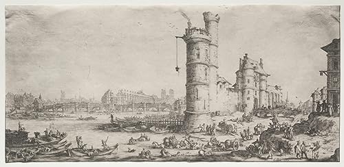 Vue sur le pont neuf de Jacques Callot poster pour salon élégant 58x90 cm