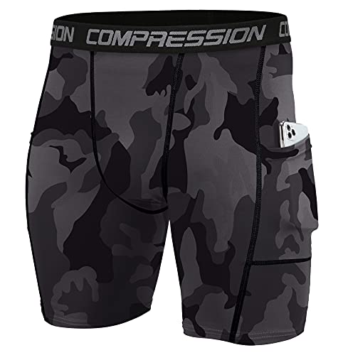 Holure Men's 3 Pack Sport Compression Shorts Athletic Underwear,2 Black/Camo Black 04-L #TOP1