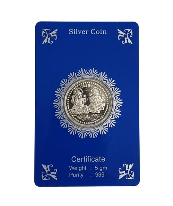 JEWEL FUEL 5g Laxmi ganesh Pure Silver plated coin Silver Coin - 5 gram Silver | Ideal Gift for Ganesh Chautrthi, Diwali, Corpate Gifts, Dhanteras,wedding gift