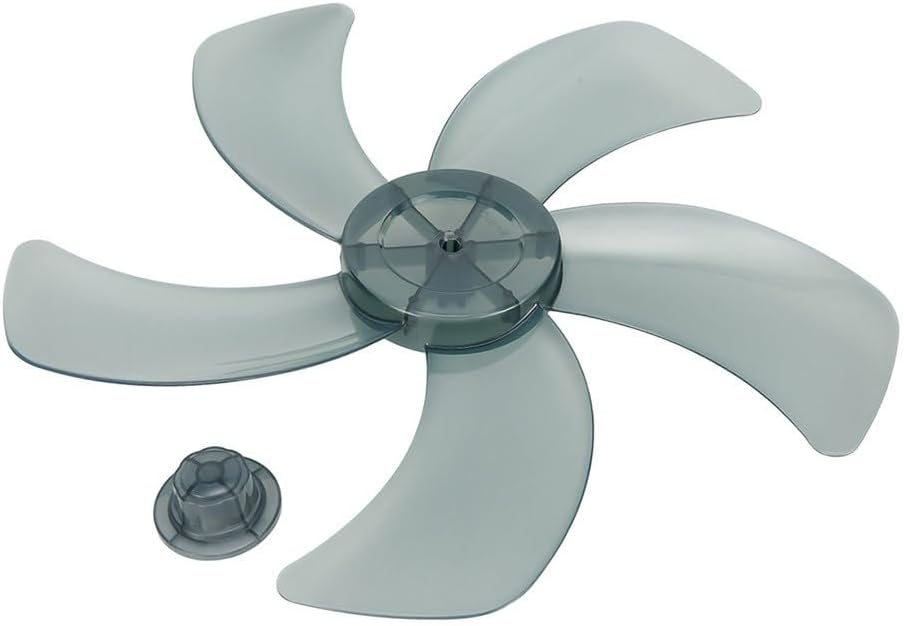 1Pc 18 Inch Household Plastic Fan Blade, Five Leaves, With Nut Cover For Pedestal,Perfect Replacement Part(Transparent Black)