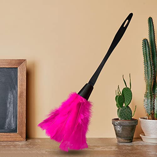 Easy To Clean Feather Duster - 14-Inch Turkish Feather Duster, Essential Household Cleaning Too(Rose Red) #TOP5