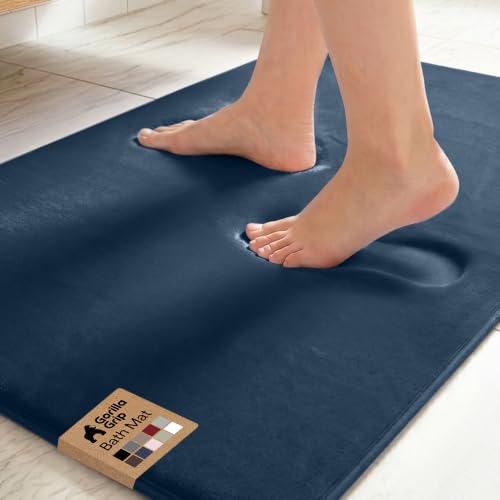 GORILLA GRIP® Memory Foam Bath Rug for Bathroom, 36x24 Navy Blue