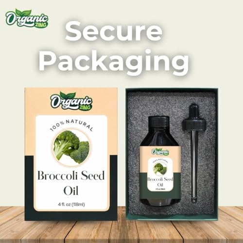 Image of Organic Zing Broccoli Seed Oil 118 ml (3.99 fl oz) - Lightweight Botanical Oil for Haircare, Serums & DIY Formulations