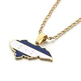 Honduras Map Pendant Jewelry for Women Charm Map Jewelry Patriotic Best Gifts (Gold Color 2)