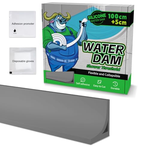 Alitaiyi Tira De Protección Contra Salpicaduras De Ducha, Autoadhesiva, Tapón De Agua, Tira De Protección Contra Salpicaduras, De Silicona, Para Ducha Gris, 1,05 M