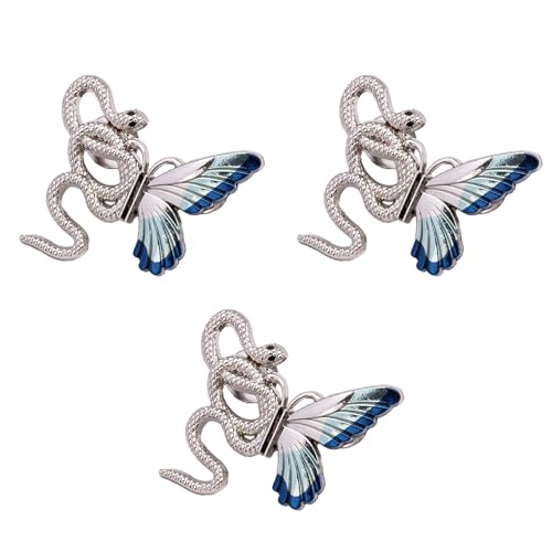 Taillenverkleinerer mit Schlangen-Schmetterling, zum Anziehen der Taille, Former, modisches Accessoire, 3 Stück Schmetterlingsschnalle, silber, One size
