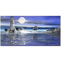 Diamond Painting Phare Bord De Mer - Kit Créatif Adulte 40x50cm Avec Strass Ronds, Loisir Détente