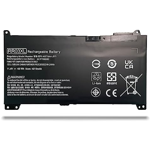 Hubei RR03XL RR03048XL HSTNN-UB7C HSTNN-I74C RR03048XL 851477-541 851610-850 851477-421 851477-541 Laptop Battery Replacement for HP ProBook 430 440 450 455 470 G4 MT20 Series(11.1V 48Wh) Cover