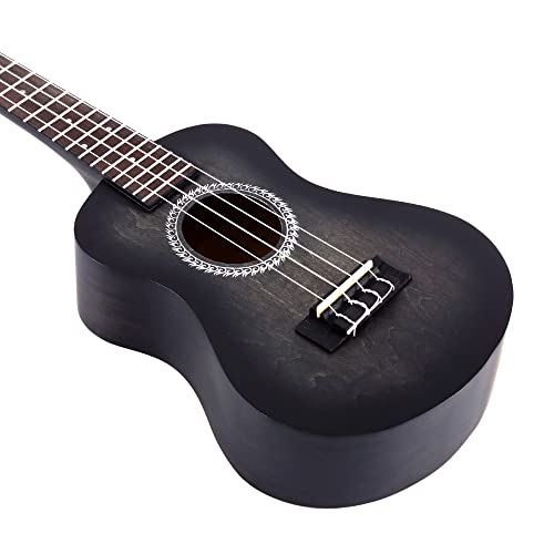 Miniatura 3 de Winzz Ukelele Concierto Principiante Para Adulto, Diseño De Color Único - 23 Pulgadas Negro