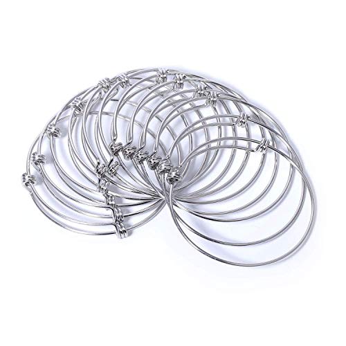 12 Pcs Expandable Wire Bangle Bracelet Adjustable Stainless Steel Bulk Bangles Expandable Bracelet For Jewelry Making 2.6 Inches #TOP1