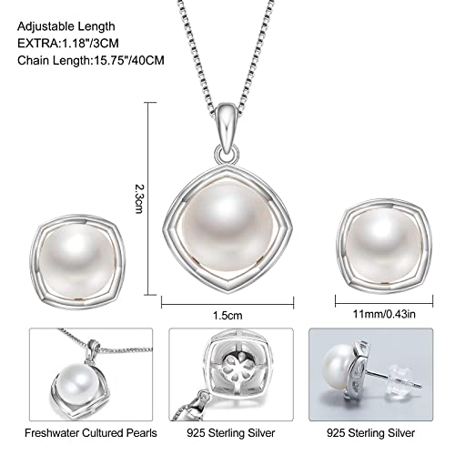 Crane Pearl Pearl Necklace And Earring Set 925 Sterling Silver Freshwater Cultured Bridal Wedding Pearl Jewelry Set For Women Girls #TOP3