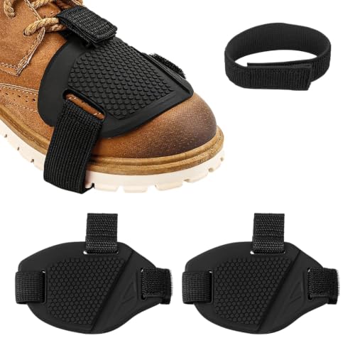 Image of Motorcycle Gear Shift Shoe Protector Pads Set of 2, Adjustable Non-Slip Rubber Gear Shifter Cover with Hook & Loop Strap for Riding Boots, Sports Bikes, Scooters, Commuter Motorcycles
