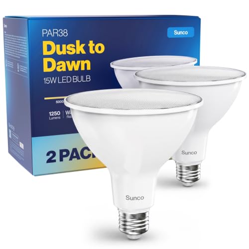 Sunco 2 Pack PAR38 LED Flood Light Bulb, Dusk to...