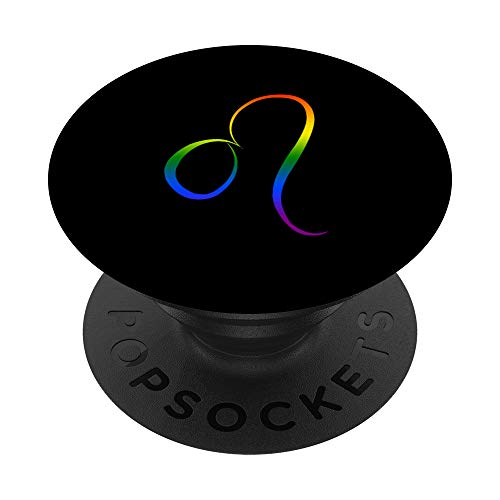 Leo Symbol Gay Rainbow Gradient Zodiac Astrology PopSockets Grip and Stand for Phones and Tablets