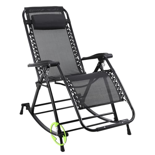 PINIQUE Folding Lounge Chairs, Garden Sun Lounger Home Balcony Nap Chair, Zero Gravity Rocking Patio Chair Recliners