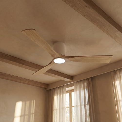 Genérico Giro Etoile Ventilador de Techo 132 cm – 3 Aspas de Madera, 8 Velocidades, Ultra Silencioso, Verano-Invierno con Wi-Fi Pino