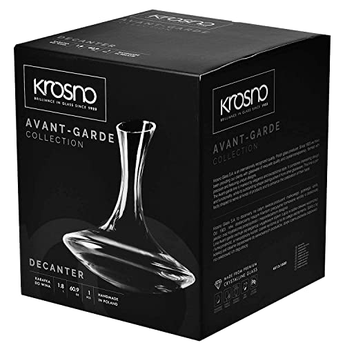Image of Krosno Wine Decanter, 60.9 oz, Avant-Garde Collection | Carafe for Wine or Alcohol, Lead-Free Crystal Glass, Wine Dispenser, Glass Wine Bottle