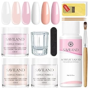 Saviland Acryl Nagelset Rosa Nude Weiß