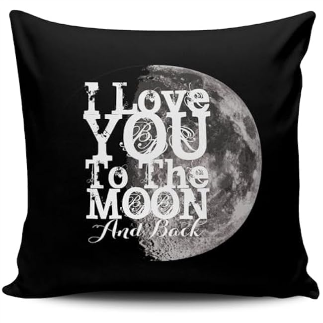 WEINIYA Bedroom Custom Decor Love You to The Moon and Back Colorful Throw Pillow Cover Cushion Case Fashion One Sided Printed Design Boudoir 12x18 Inches