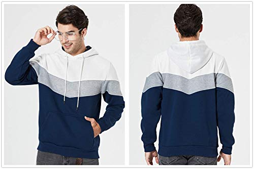Mens Novelty Color Block Hoodies Cozy Sport Outwear, White-S #TOP1