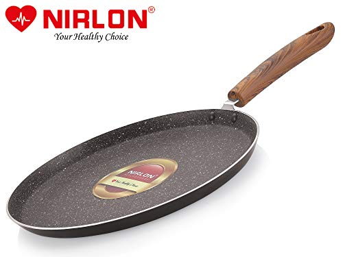 Image of Nirlon Aluminium Non Stick Dishwasher Safe Non Induction Smoky Wood Flat Tawa