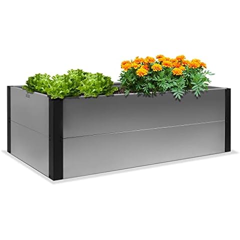 Outland Living Galvanized Metal Raised Garden Bed for Gardening with Aluminum Corner Brackets - Planter Box for Outdoor Plants, Vegetables, Herbs, 2’ x 4’ x 1.3' Cover