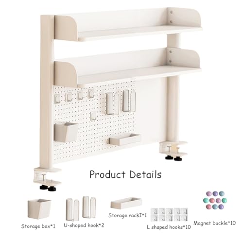 Mensola organizer da scrivania a morsetto, estensione per scrivania per computer, soluzioni di archiviazione per ufficio, accessori per pannelli forati, pannello privacy per l'efficienza dello spazio