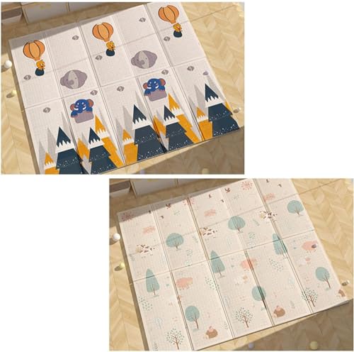 Bxzzuisベビープレイマット 200*180*2cm 折り畳み式 XPE ベビーマット 子供用 可愛い 両面パターン シームレス 遊び フロアマット 衝撃緩和 転倒防止 安全 無毒 無味 防水 滑り止め 清掃簡単 お昼寝マット ベビーマット 出産祝い