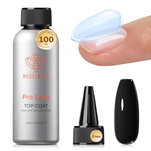 Image of modelones Gel Top Coat, 100ml No Wipe Extra Glossy Gel Nail Polish Long-Lasting High Gloss Bulk Salon Grade Top Coat Refill Clear Nail Polish, for Nail Techs, Manicure Stores & DIY