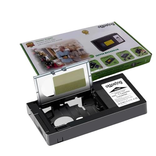ottosing Adaptador de casete motorizado VHS-C a VHS compatible con reproductores de videograbadora, convierte cintas VHS-C a VHS estándar (no para 8 mm/MiniDV/Hi8)