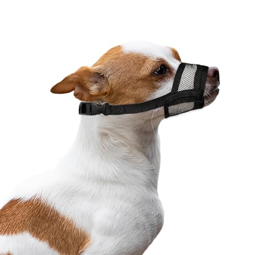 Image of Flintstone Dog Muzzle for Small Dogs - Soft Air Mesh Small Dog Muzzle | Breathable Muzzles to Prevent Biting Chewing Grooming | Drinkable Mussels for Dogs X-S (3.9 inch- 5.1 inch)
