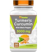 tnvitamins Turmeric Curcumin Capsules with Black Pepper | 3000 MG - 120 Capsules | Extra Strength...