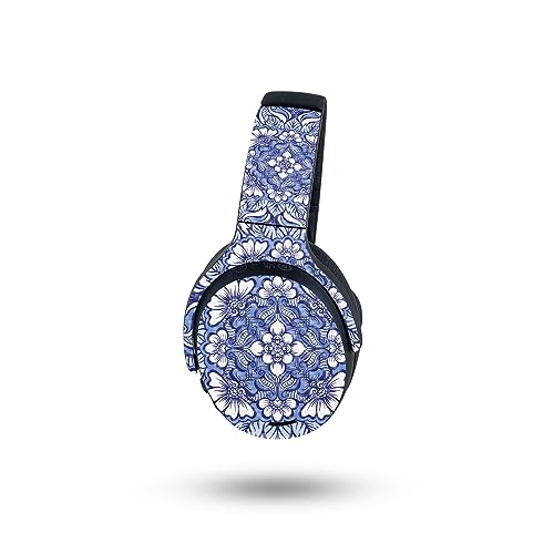 Image of MightySkins Carbon Fiber Skin Compatible with Skullcandy Crusher ANC 2 - Flower Mandala | Protective, Durable Textured Carbon Fiber Finish | Easy to Apply
