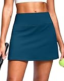 SANTINY 14' Skorts for Women with 2 Pockets High Waisted A Line Casual Pickleball Golf Skort Athletic Tennis Skirt (Indigo_M)