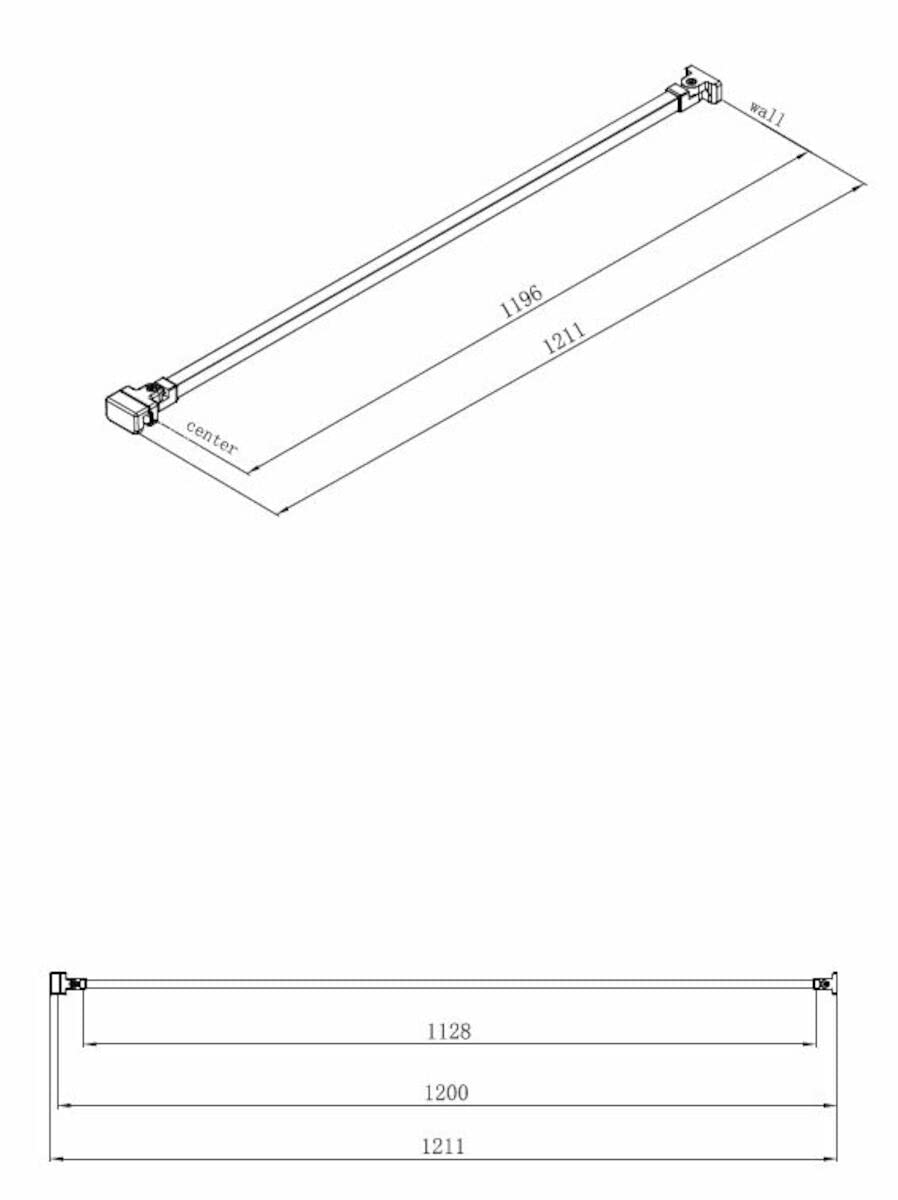 Swiss Aqua Technologies - Walk-in Braccio di Montaggio per parete doccia 120 cm, Nero (ZAV3C) - ZAV3C