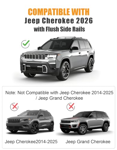 Image of KINGGERI 300lbs Roof Rack Cross Bars for Jeep Cherokee 2026 | Aluminum Roof Rails Crossbars Rooftop Cargo Carrier Luggage Rails Cargo Basket Luggage Kayak Canoe Snowboard Bike Road Trips