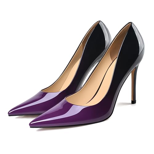 XINIUNIU High Heels for Women Pumps Gradient Patent Leather 4 inches 10CM Formal Sexy Fashion Stiletto Dress Wedding Shoes Pointed Toe3
