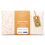 The Double Twenty Cuscino Baby in Memory Foam, ideale per culla e Bambini fino a 5 anni, Federa ipoallergenica,Modello a Saponetta forata Antisoffoco (Rosa)