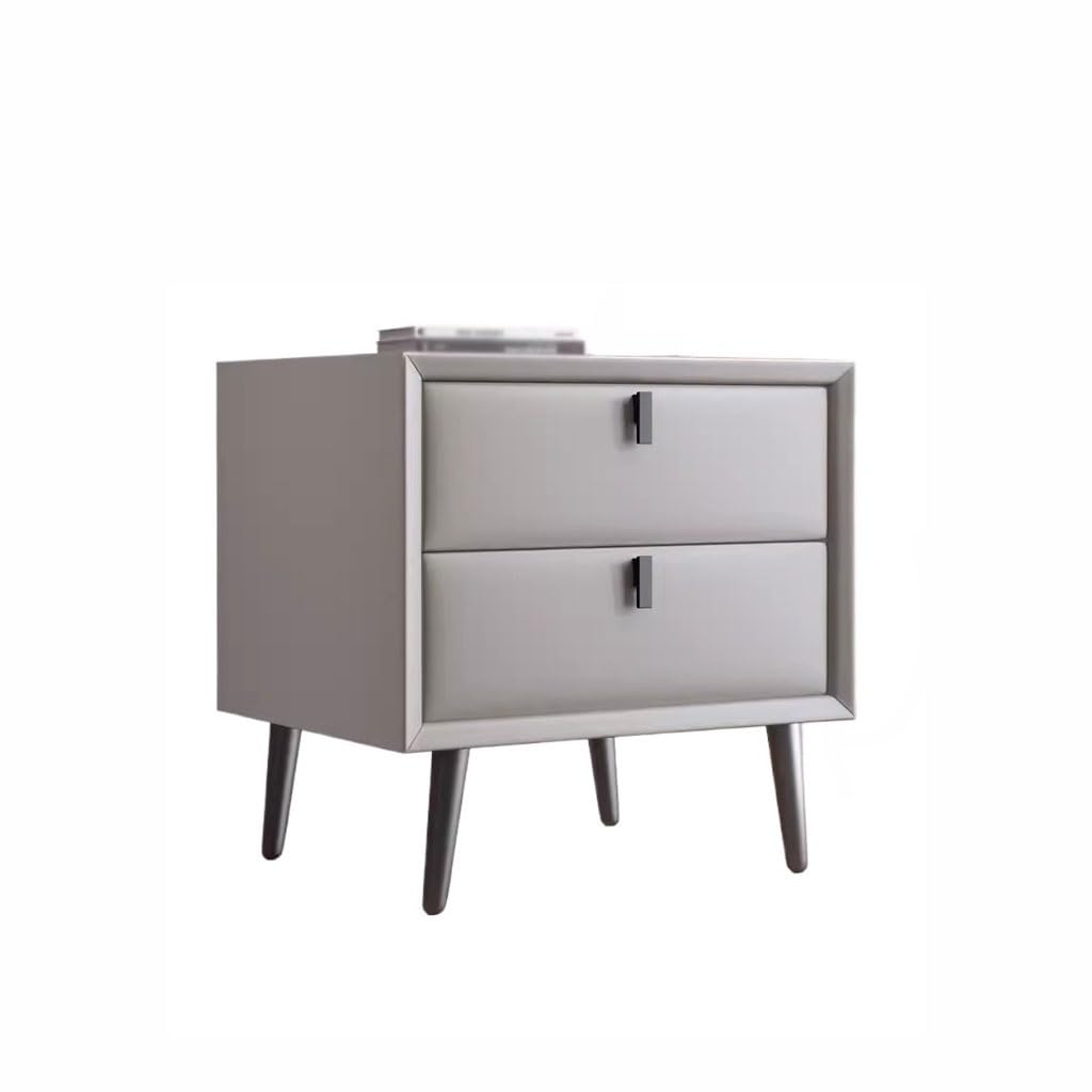 BHGFYXBS Side Tables Bedroom Modern Simple Solid Wood Bedroom Bedside Cabinet Leather Stylish Minimalist Iron Bedside Cabinet Bedside Tables,A-45X40X48CM