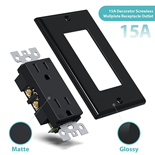 Webang Decorator Electrical Wall Outlet Black, Tamper-Resistant Duplex Receptacle, Residential Grade, 3-Wire, Self-Grounding, 2-Pole, 15A 125V, Etl Listed, 20 Pack Wall Plates Included #TOP4