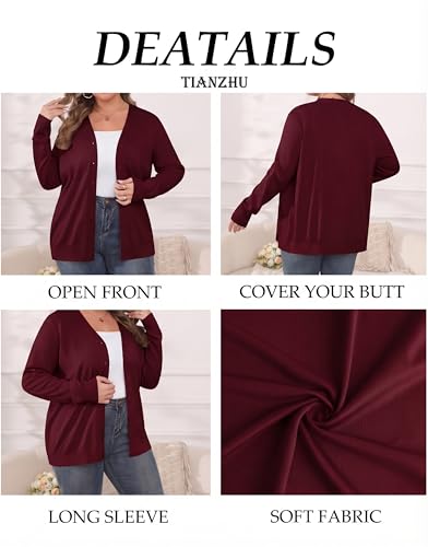 Image of TIANZHU Plus Size Cardigan for Women Button Open Front Long Sleeve V Neck Comfy Lightweight Sweaters XL-4XL