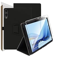 zZjoOoj Beschermhoes voor TECLAST T65 13,4 inch tablet met 1 displaybeschermfolie van gehard glas, ultradun, beschermhoes van hoogwaardig PU-leer met verticale standfunctie, donkerblauw