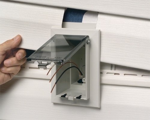 Arlington DBVS1W-1 Low Profile IN BOX Recessed Outlet Box Wall Plate Kit for New Vinyl Siding Construction, Vertical, 1-Gang, White by ARLINGTON - Image 2